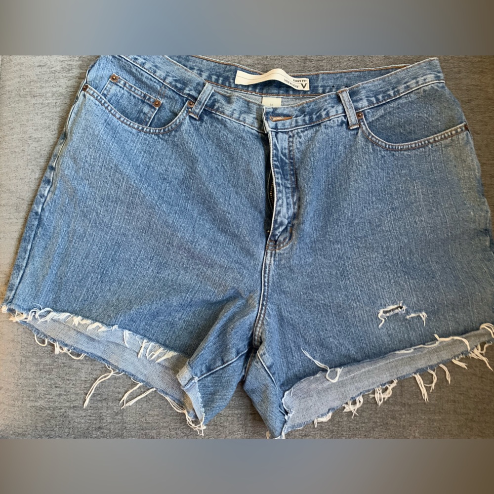High waisted distressed jean shorts
